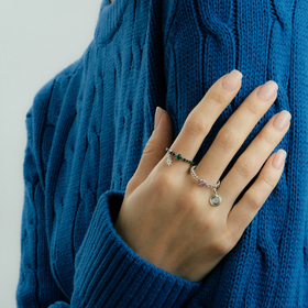 кольцо из белого золота с топазами и аметистом candy